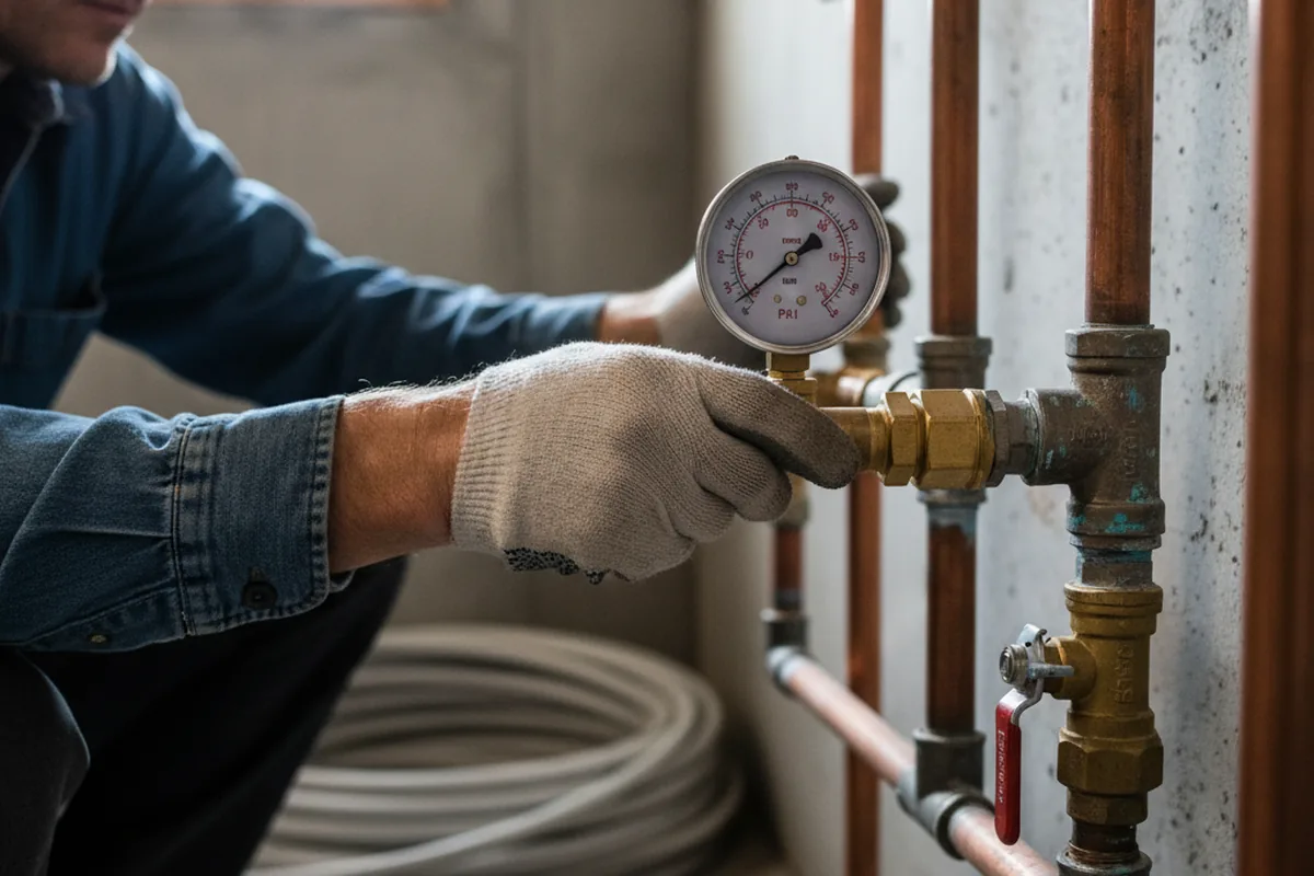 Pressure testing a repaired line during Water Line Repair in East Windsor